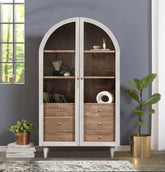 Iconic Designer Whitewash Wooden 2 Door Glass Cabinet - Pendle Village Furniture